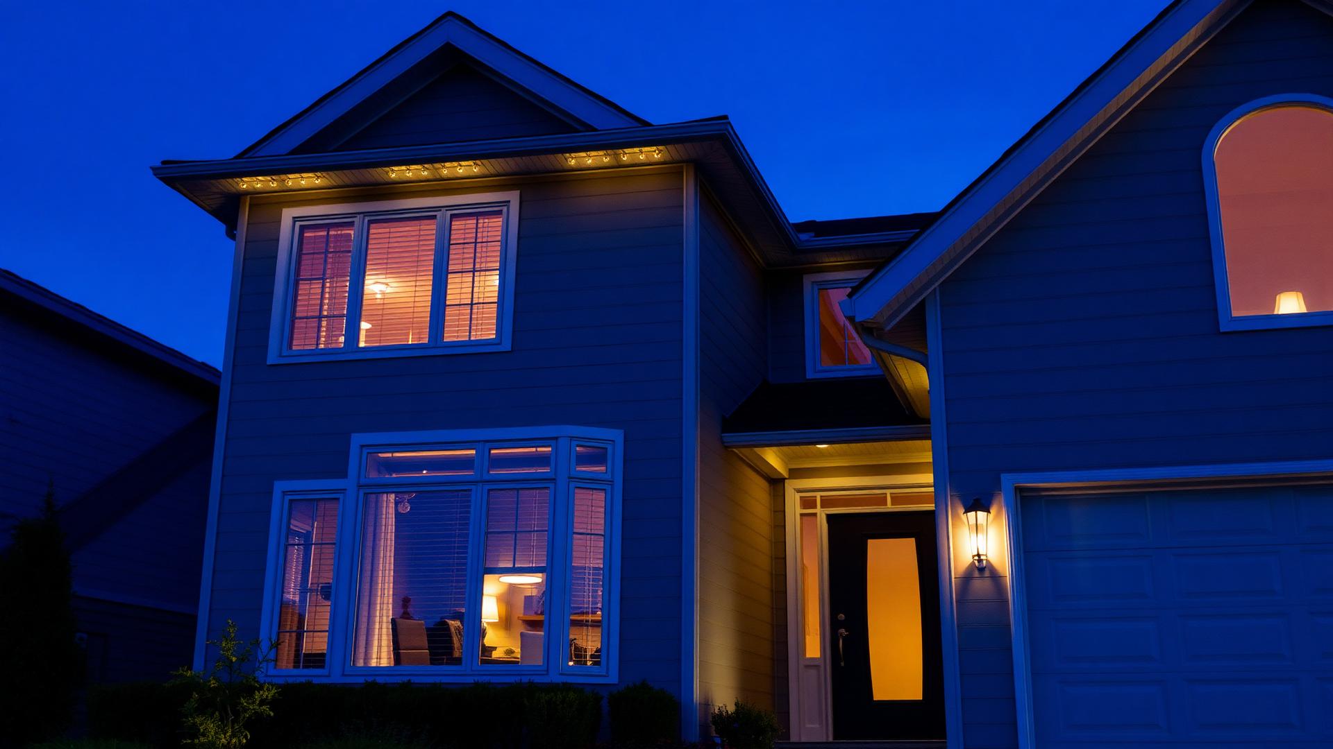 Home protected by Molinari Alarm at dusk